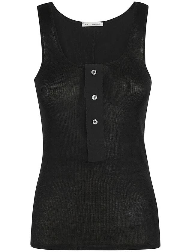 AMI 민소매 버튼 디테일 탱크탑 FTK034JE0055094_BLACK001