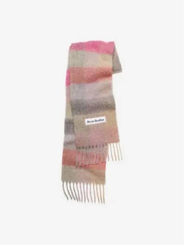 아크네 스튜디오 모헤어 체크 스카프 푸시아 라일락 핑크 Acne Studios Mohair Check Scarf Fuchsia Lilac Pink