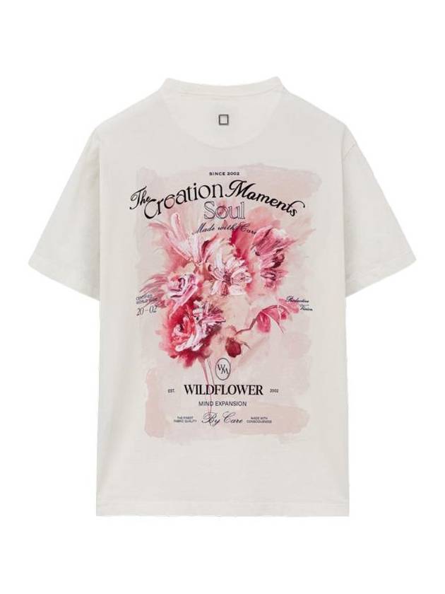 우영미 플라워 백로고 티셔츠 아이보리   25SS W251TS06761I