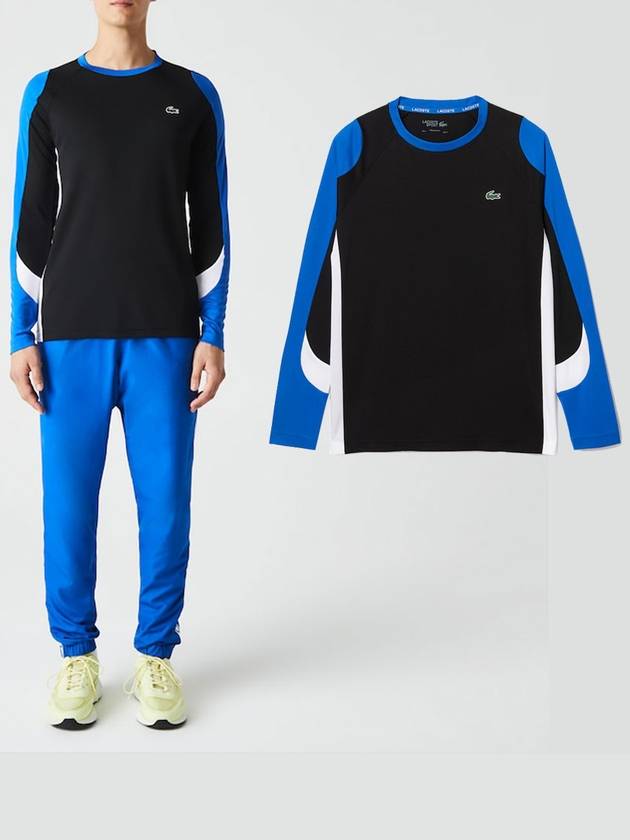 라코스테 남성 스포츠 테니스 티셔츠 긴팔 트레이닝 상의 운동복 블랙 블루