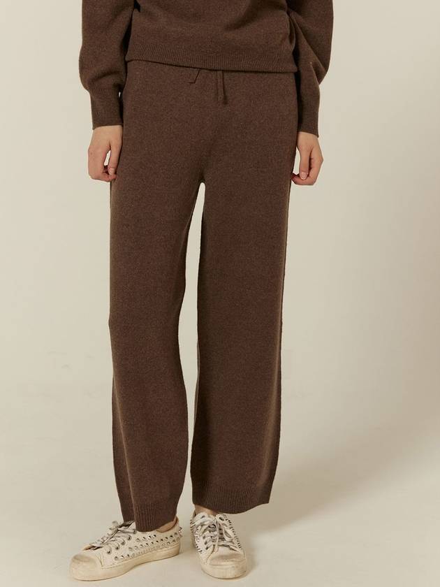 23FW 칼레이트 캐시미어 혼방 여성 훌가먼트 드로스트링 니트 팬츠 브라운
