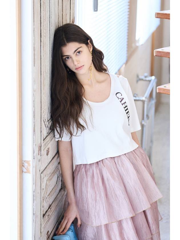 25SS 까이에 U넥 레이어드 크롭 티셔츠_화이트