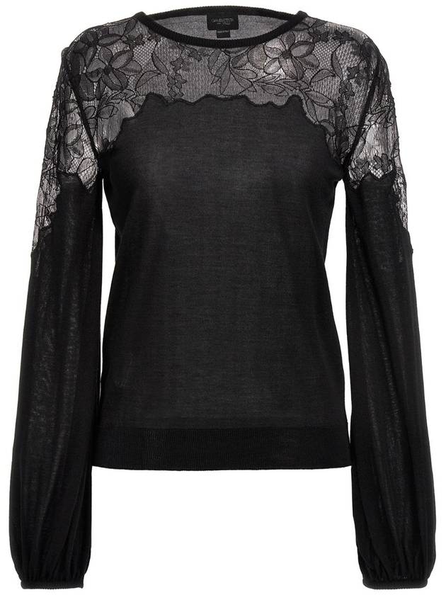 JF 지암바티스타 발리 Black Lace insert blouse 23FWPVCM0M0110CAP9999