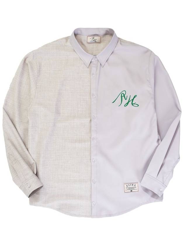 ah24 02shgy asiha check logo shirts 아시하 체크 로고 셔츠 Gray