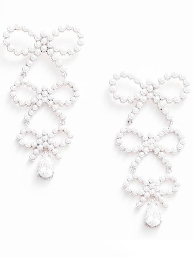 Self-Portrait Tiered Pearl Bow Earrings