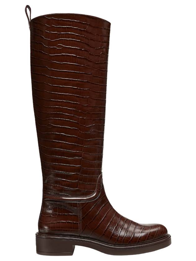 스튜어트 와이츠먼 셀리아 엠보싱 레더 라이딩 롱부츠 월넛 토널