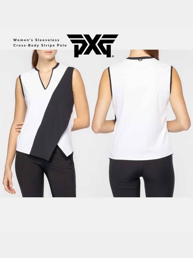 PXG 여성 골프웨어 민소매 슬리블리스 크로스바디 스트라이프 폴로 24 SS