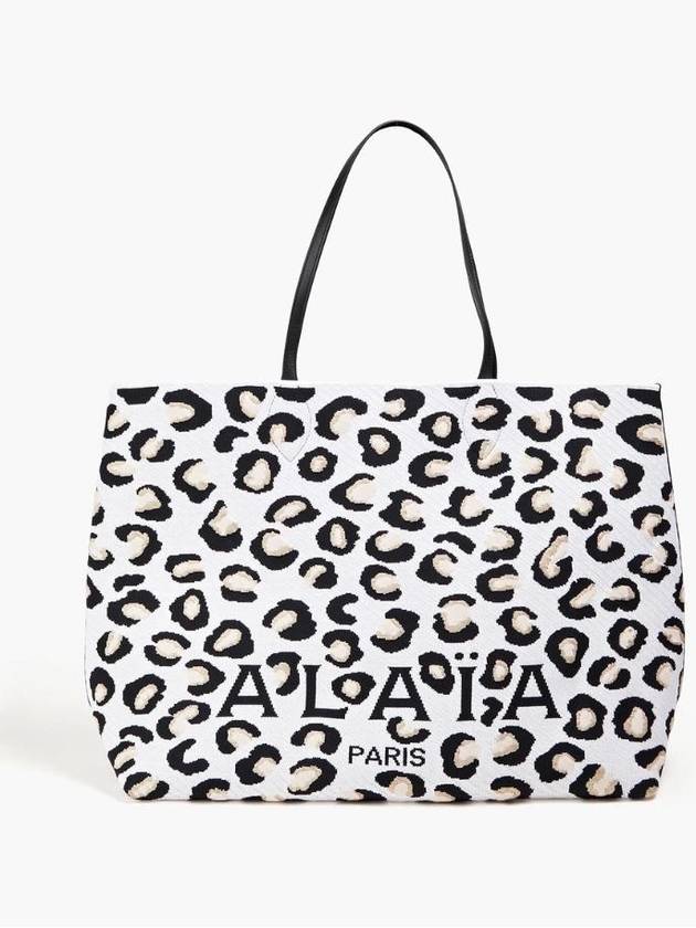 NB07 알라이아 여성 핸드백 Leather trimmed leopard jacquard knit tote 1647597327587135