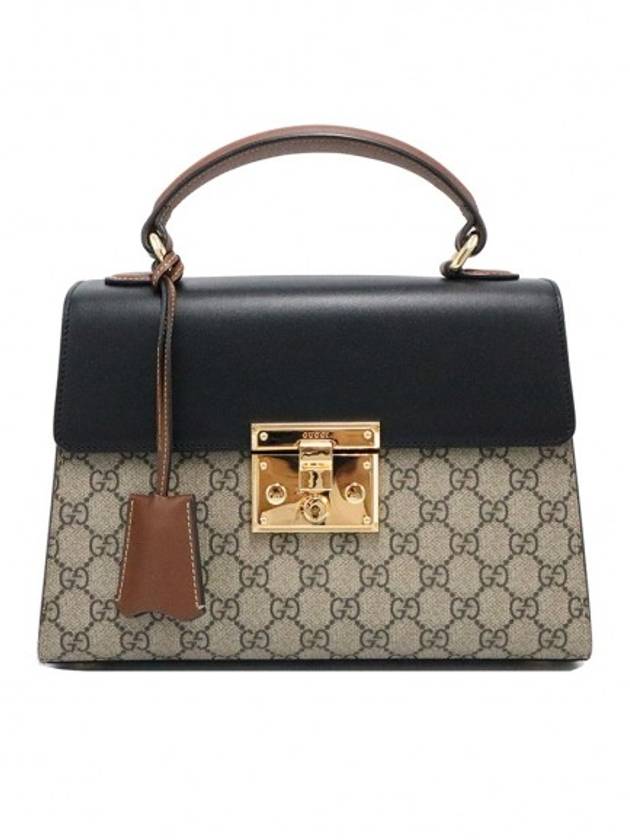 구찌 여성 Gucci(구찌) 453188 GG 수프림 캔버스 블랙 레더 패드락 스몰 탑 핸들 2WAY > 2WAY백 | 강북중고명품