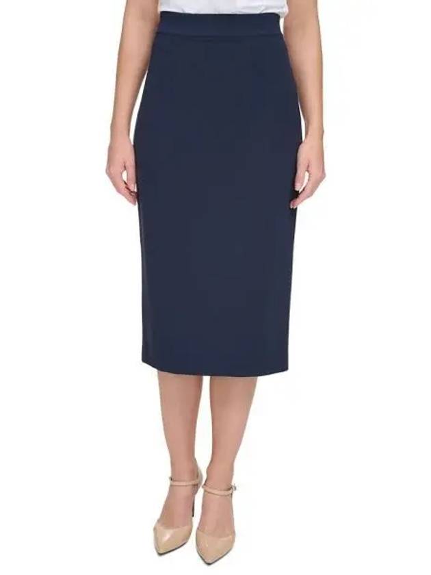 우먼 타미힐피거 폰테 펜슬 미디 스커트 치마 미드나잇 7515170