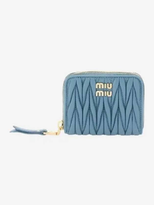 미우 미우 마테라쎄 나파 가죽 동전 지갑 마리나 블루 Miu Miu Matelasse Nappa Leather Coin Purse Marina Blue