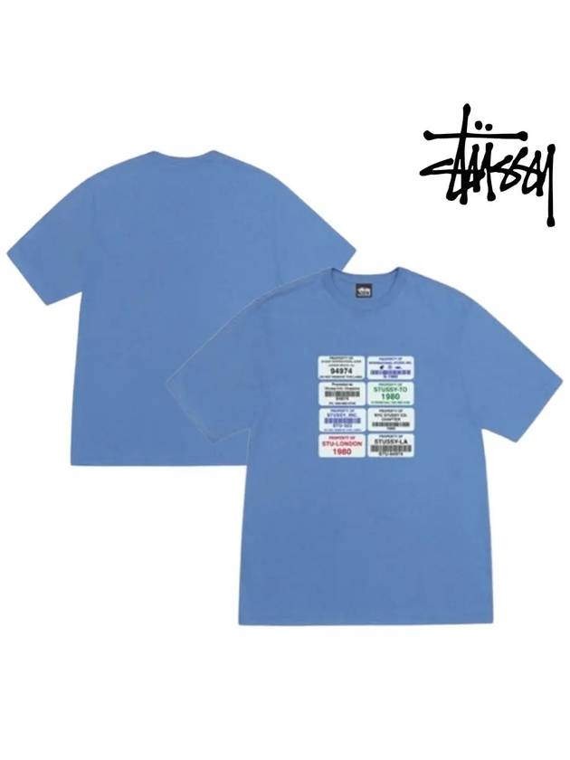 스투시 반팔 코드 로고 탑 티셔츠 블루