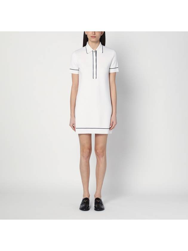 GUCCI White and blue wool polo dress