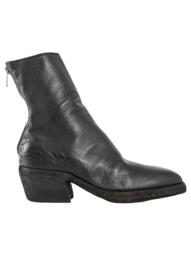 구이디 지퍼 레더 앵클 부츠 블랙