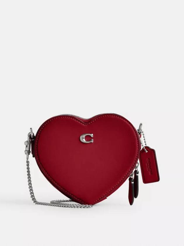 코치 하트 크로스백 14 Silver Ruby