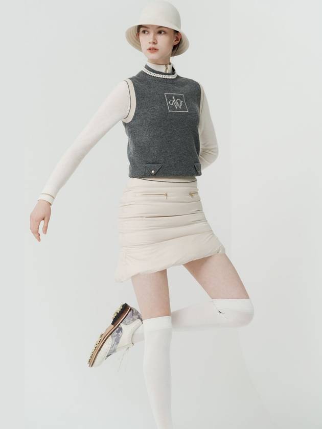 SYMBOL HIGH-NECK KNIT VEST_MELANGE GREY