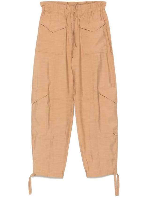 가니 라이트 슬럽 하이웨이스트 포켓 스트레이트 팬츠 베이지