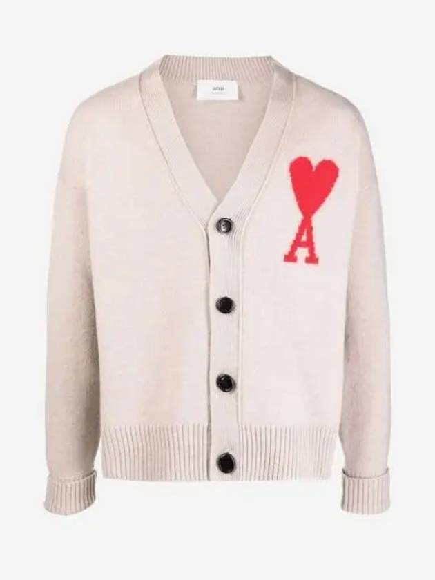 아미 빅 하트 로고 오버사이즈 인타르시아 가디건 베이지 21FW AMI de Coeur Oversize Intarsia Cardigan Beige 21FW