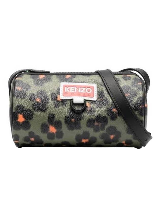 겐조 하나 레오파드 디스커버 튜브 크로스 백 카키