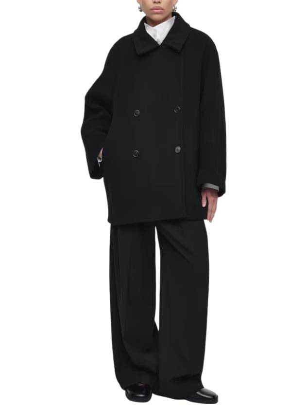 코스 오버사이즈 더블코트 블랙