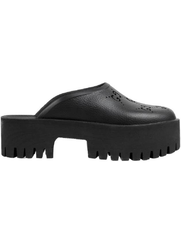 구찌 여성 플랫폼 천공 G 샌들 블랙