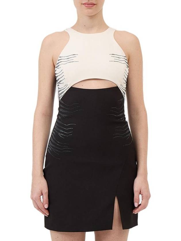 저스트 카발리 컷아웃 디테일 슬리브리스 드레스