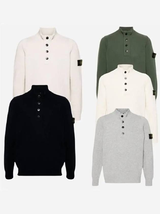 24FW 스톤아일랜드 남성 와펜 패치 하프 집업 버튼 램스 울 니트 8115540A3