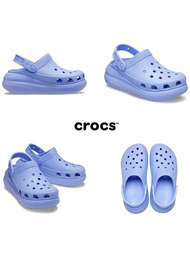 크록스 크러시 클로그 백스트랩 굽 슬리퍼 블루