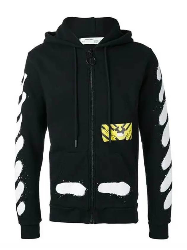 오프화이트 디아고날 후드집업 블랙