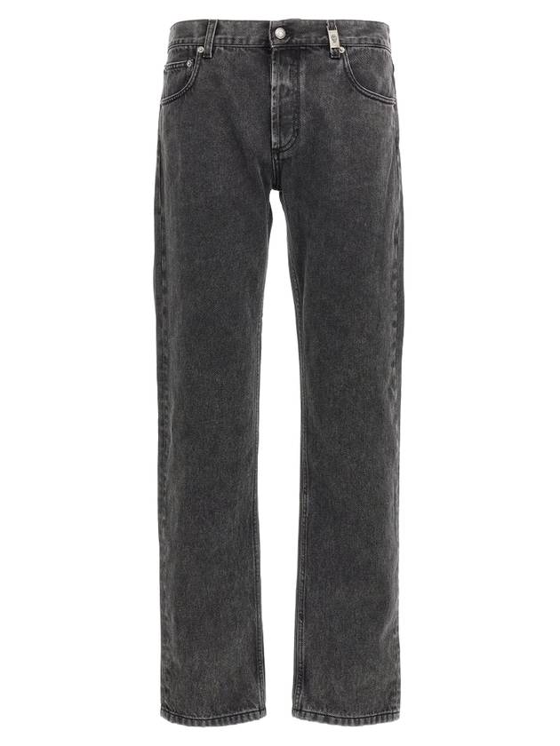 알렉산더 맥퀸 로고 태그 스트레이트 진 블랙