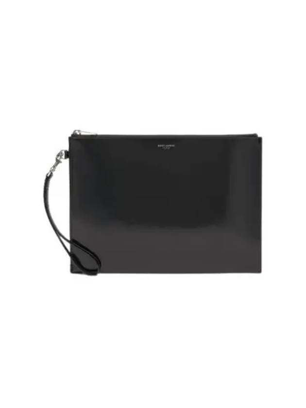 생로랑 로고 레더 클러치 블랙 Saint Laurent Logo Leather Clutch Black