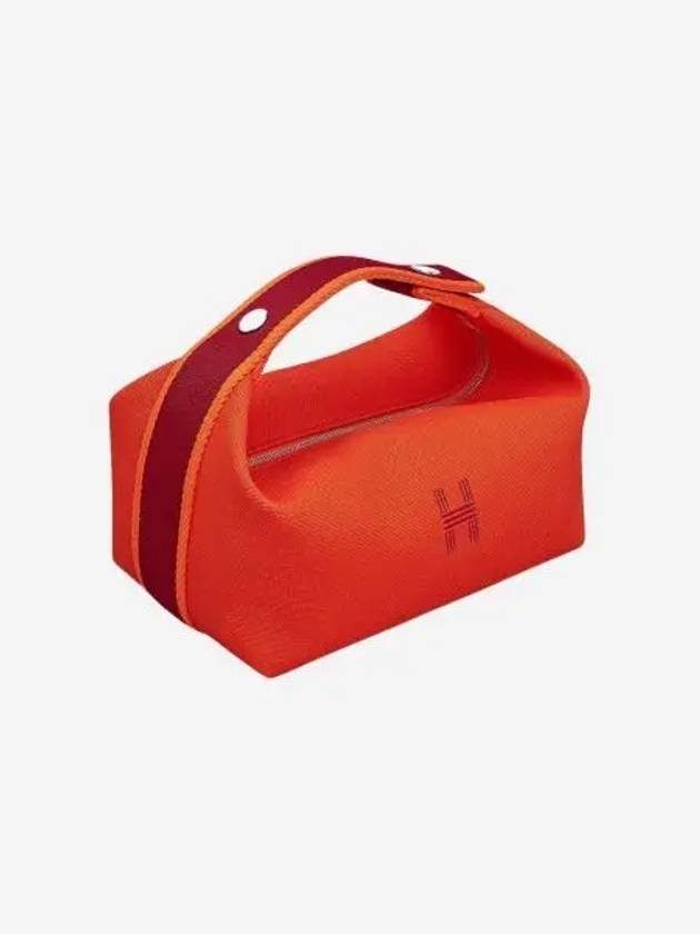에르메스 스몰 브리드 어 브랙 케이스 캔버스 & 오랑쥬 프 Hermes Small Bride A Brac Case Canvas & Orange Feu