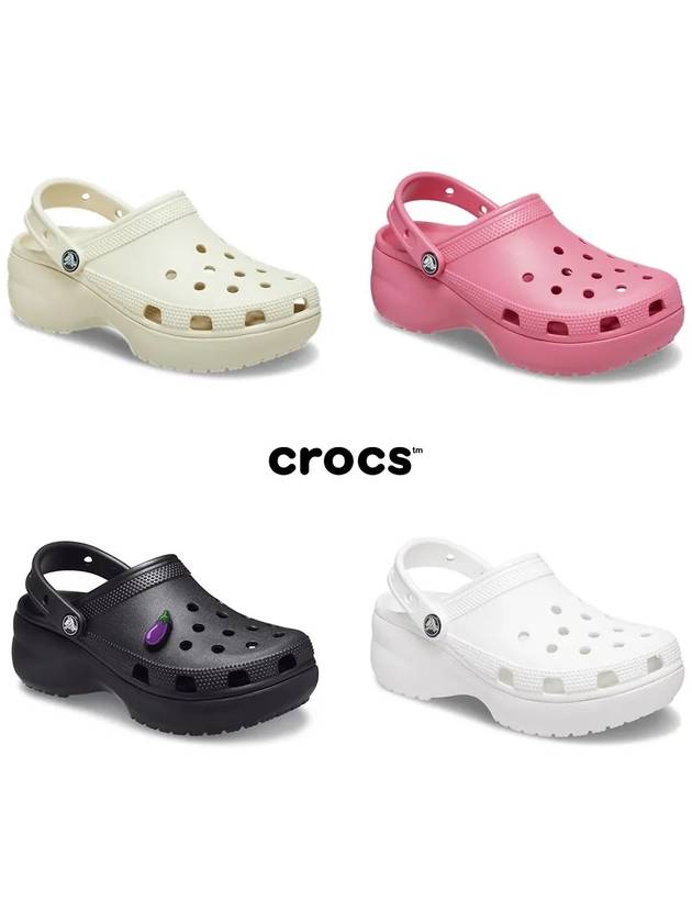크록스 여성 클래식 플랫폼 통풍 구멍 클로그 굽 슬리퍼 아이보리 핑크 블랙 화이트