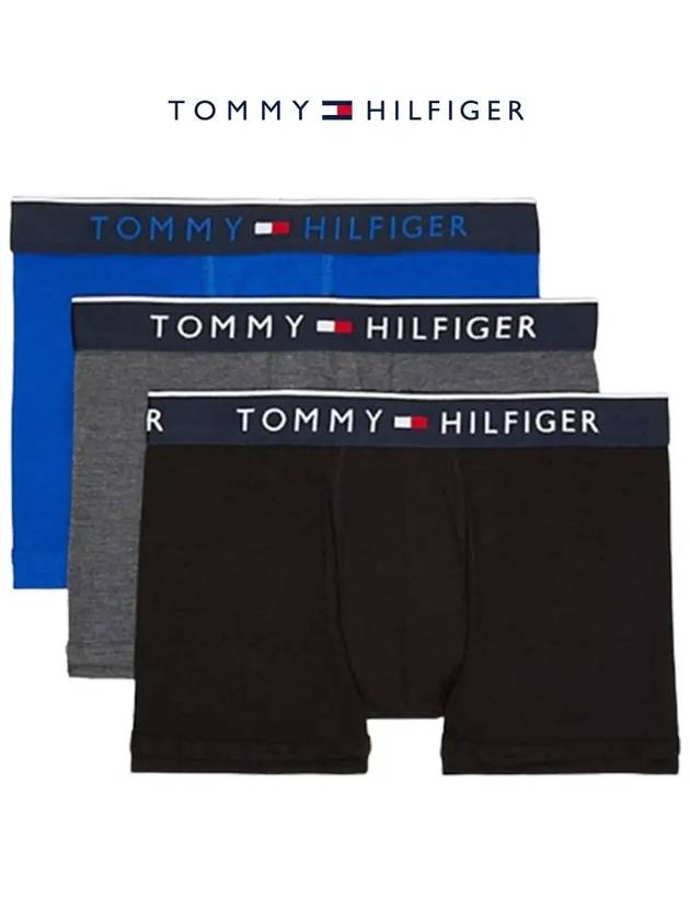 타미힐피거 속옷 에센셜 럭스 트렁크 3팩 사각팬티 블랙 남성 남자타미 티팬티 바디 드로즈