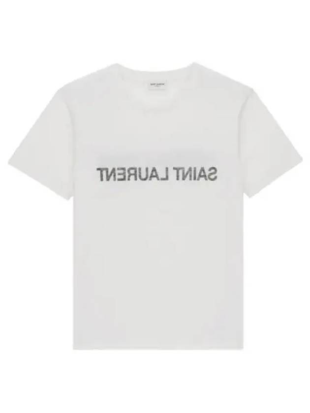W 생로랑 리버스 티셔츠 내츄럴 에 누와르 W Saint Laurent Reverse T Shirt Naturel Et Noir
