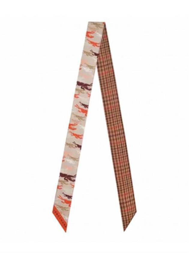 롱샴 그래픽 프린트 실크 쁘띠 스카프 51015SOI ORANGE