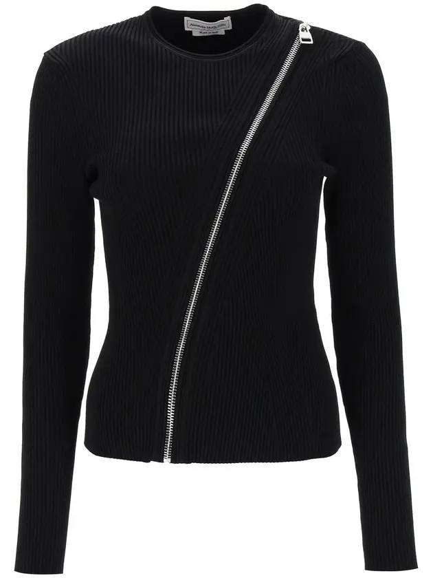알렉산더 맥퀸 지퍼 슬래쉬 니트탑 블랙