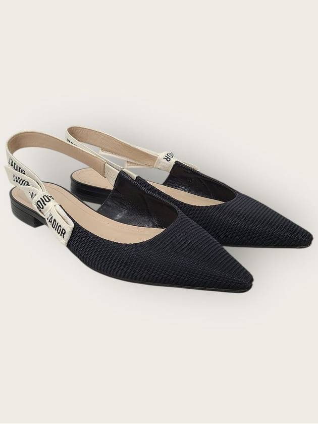 디올 블랙 테크니컬 패브릭 자디올 슬링백 플랫 슈즈 38