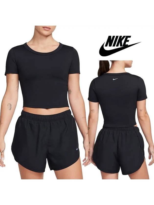 나이키 반팔 여성 피티드원 크롭 탑 티셔츠 블랙