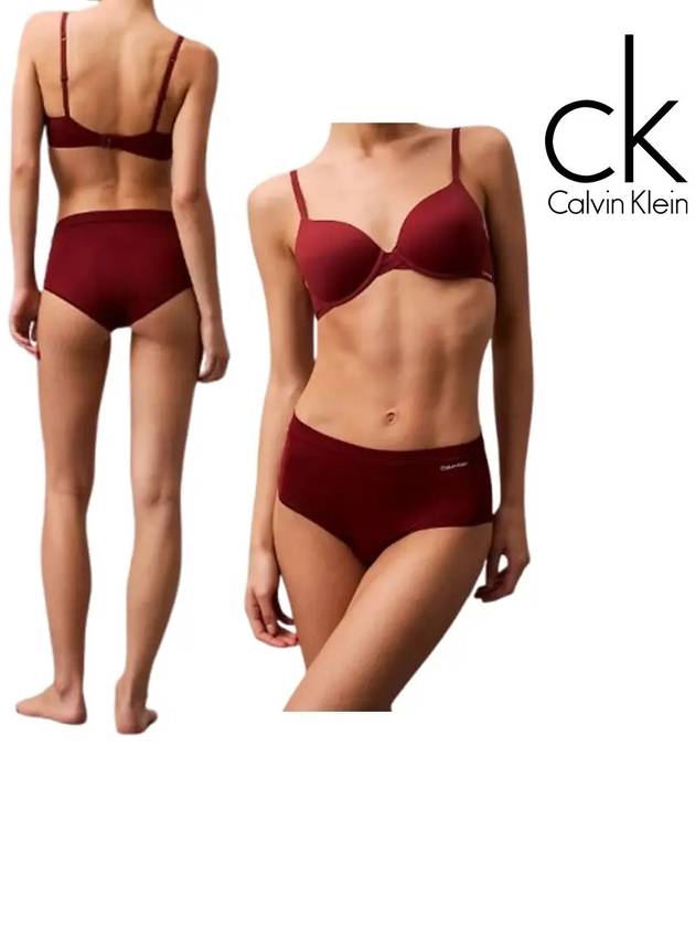 캘빈클라인 언더웨어 여성 아이딜 미드 라이즈 팬티 버건디