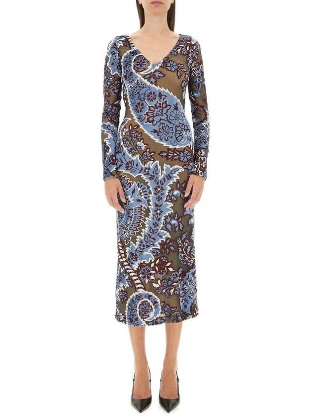 Etro 자카드 벨벳 튤 드레스