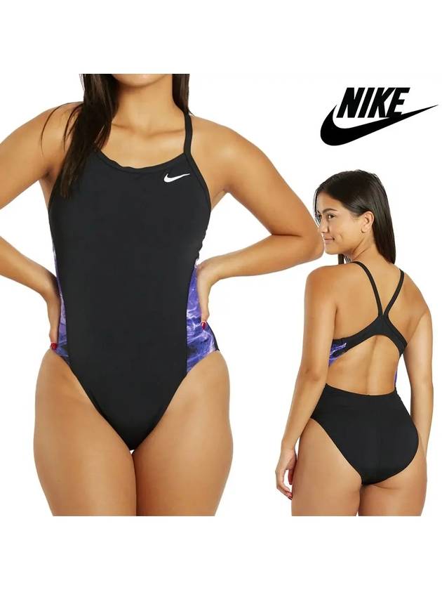 나이키 수영복 여성 스플라이스 레이서백 원피스 코트퍼플