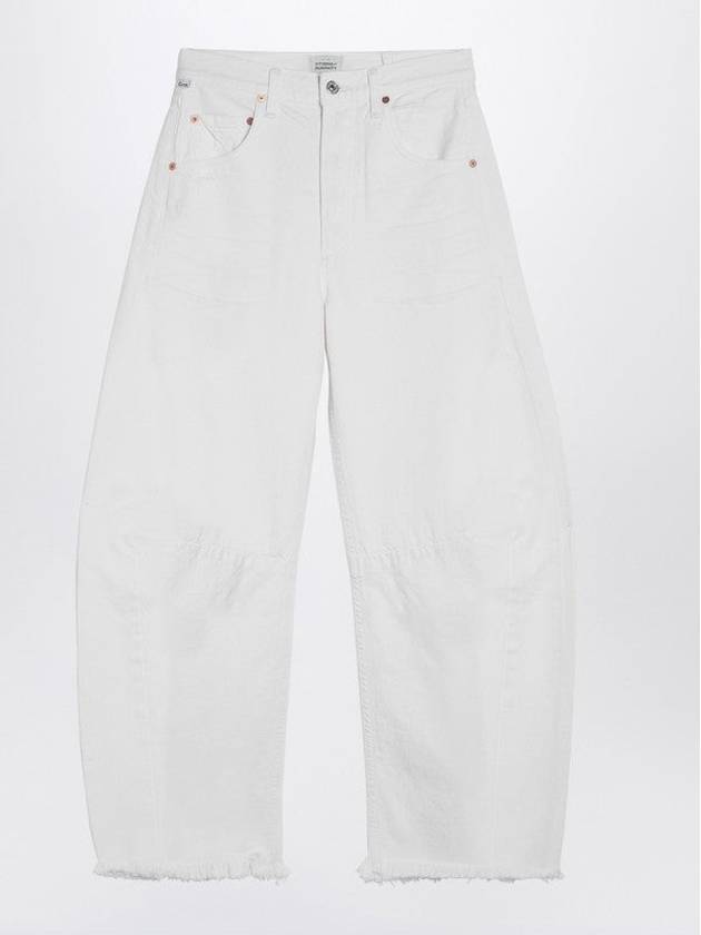 White Cotton Horseshoe Wide Jeans