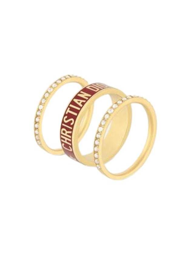 디올 코드 링 세트 골드 피니쉬 메탈 화이트 크리스탈 코랄 래커 R1256ODELQ D09O