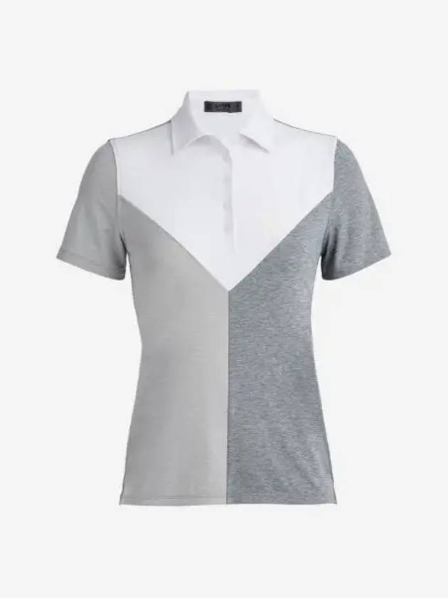 W 지포어 컬러 블록 브이 멜란지 테크 저지 폴로 스노우 W G Fore Colour Block V Melange Tech Jersey Polo Snow