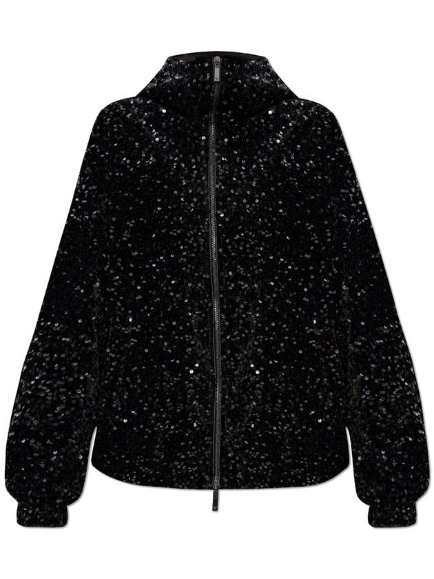 24FW 엠포리오 아르마니 여성 후드자켓 / 후드집업 Emporio Armani Sequin Hooded Jacket  Women's  Black