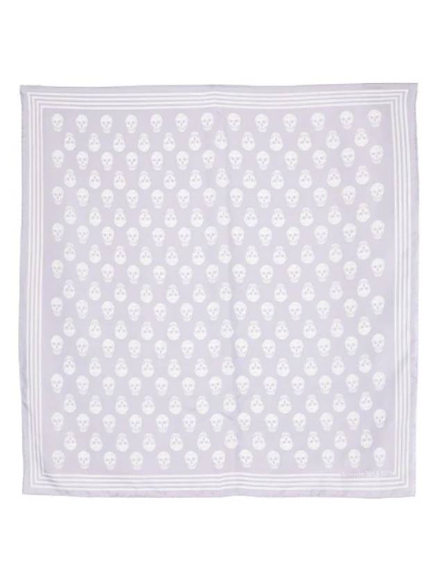 알렉산더 맥퀸 스컬 실크 스카프 화이트 그레이