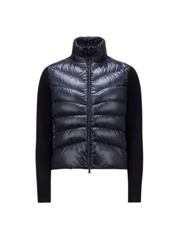 W 몽클레르 패딩 울 가디건 네이비 블루 24FW W Moncler Padded Wool Cardigan Navy Blue 24FW