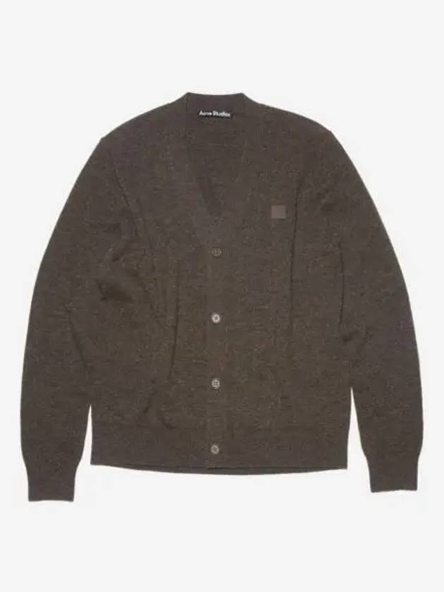아크네 스튜디오 케베 페이스 브이넥 가디건 그레이 브라운 멜란지 Acne Studios Keve Face V Neck Cardigan Grey Brown Melange