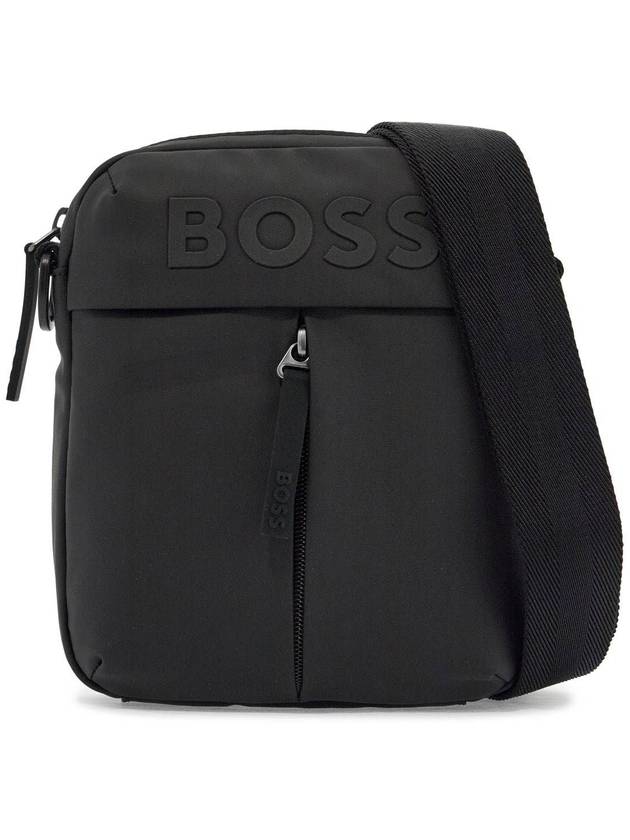 Compact Black Matte Polyester Bag With Adjustable Shoulder Strap